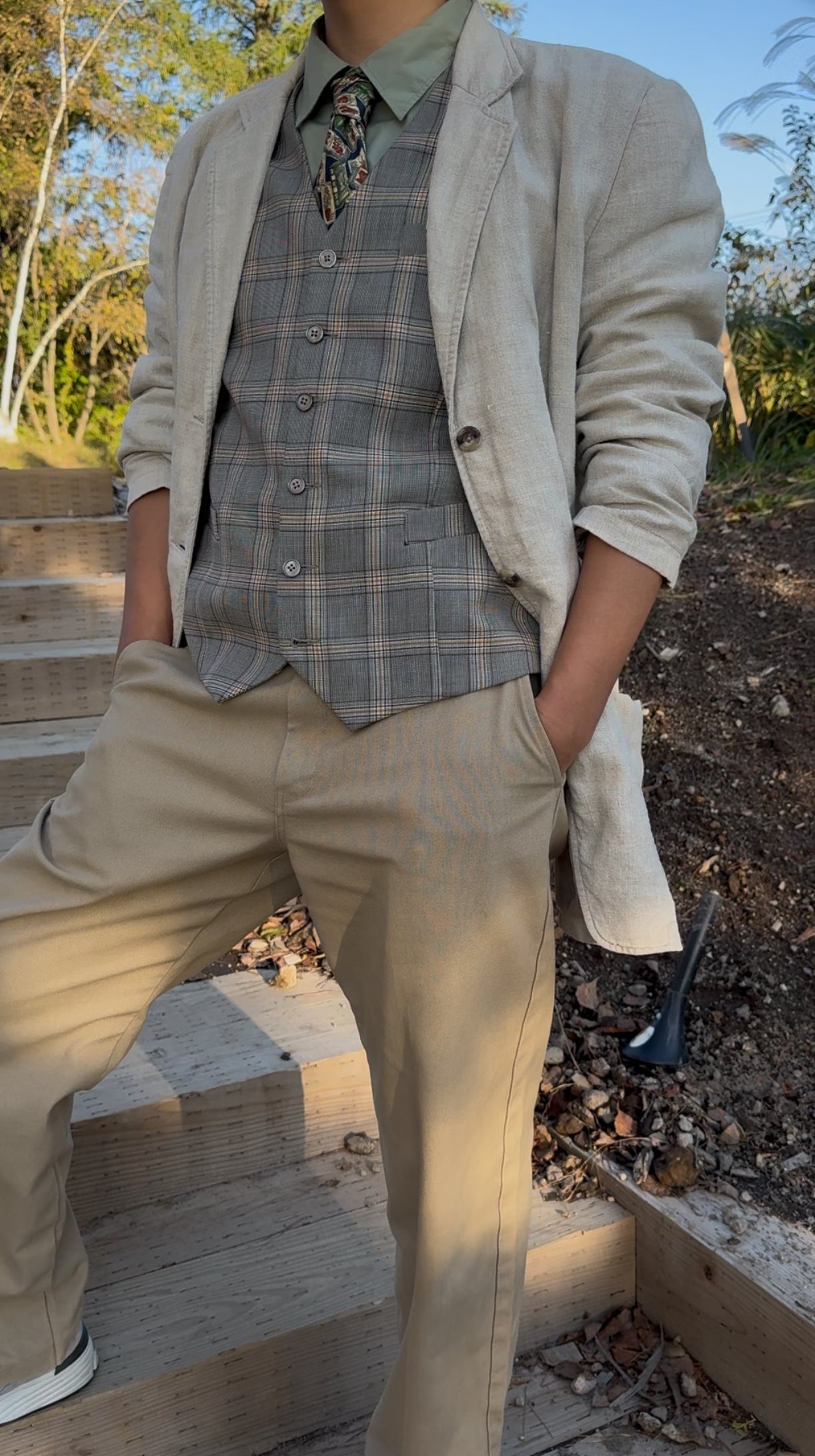 SOLD OUT - No.1301【MADDOX STREET】Gray Check Gilet