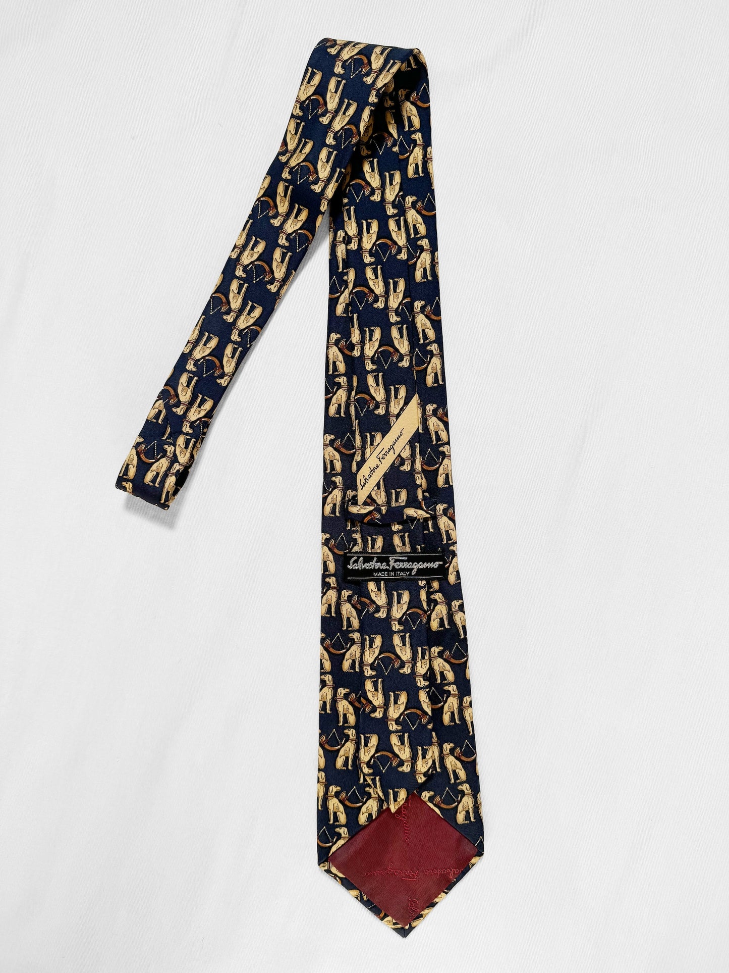 No.1406【SalvatoreFerragamo】Dog and Trumpet Pattern Silk Tie