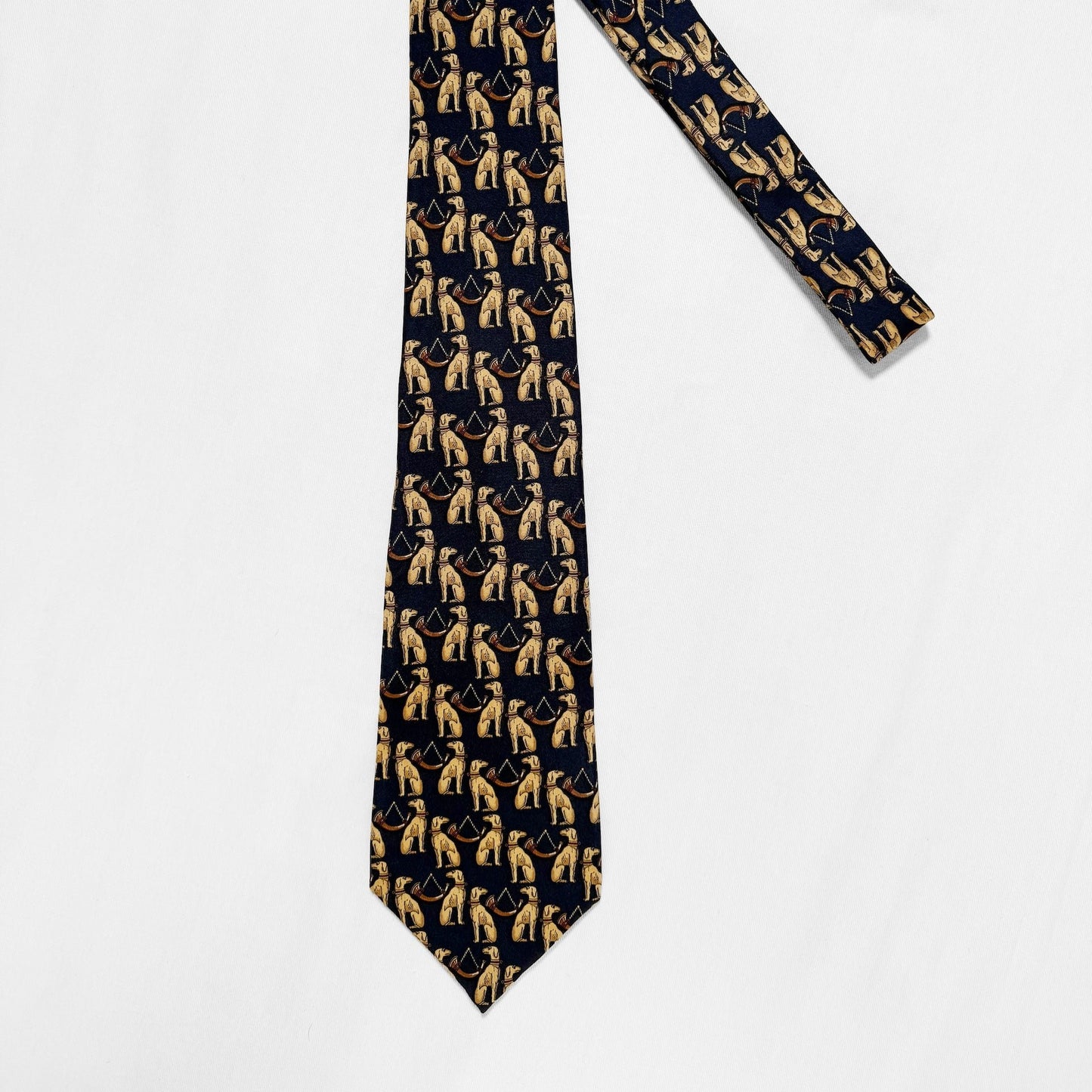 No.1406【SalvatoreFerragamo】Dog and Trumpet Pattern Silk Tie