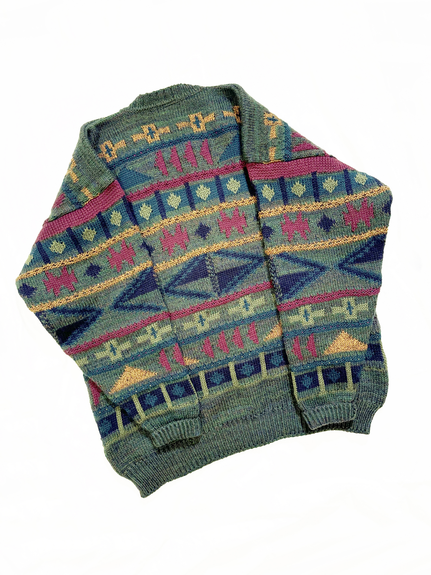 No.0701【Gaeltarra】Total pattern 100% wool knit sweater   Made in Ireland