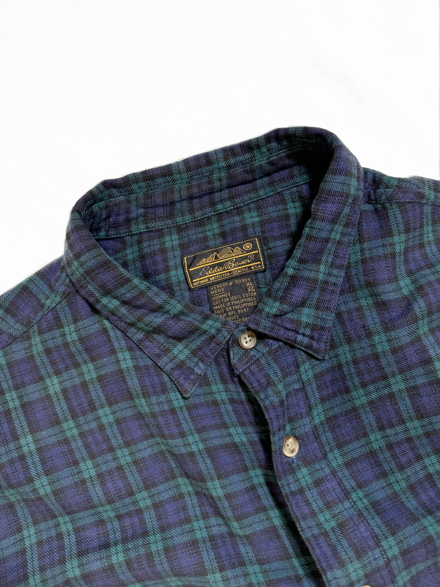 No.0301【Eddie Bauer】80s-90s tartan check flannel shirt