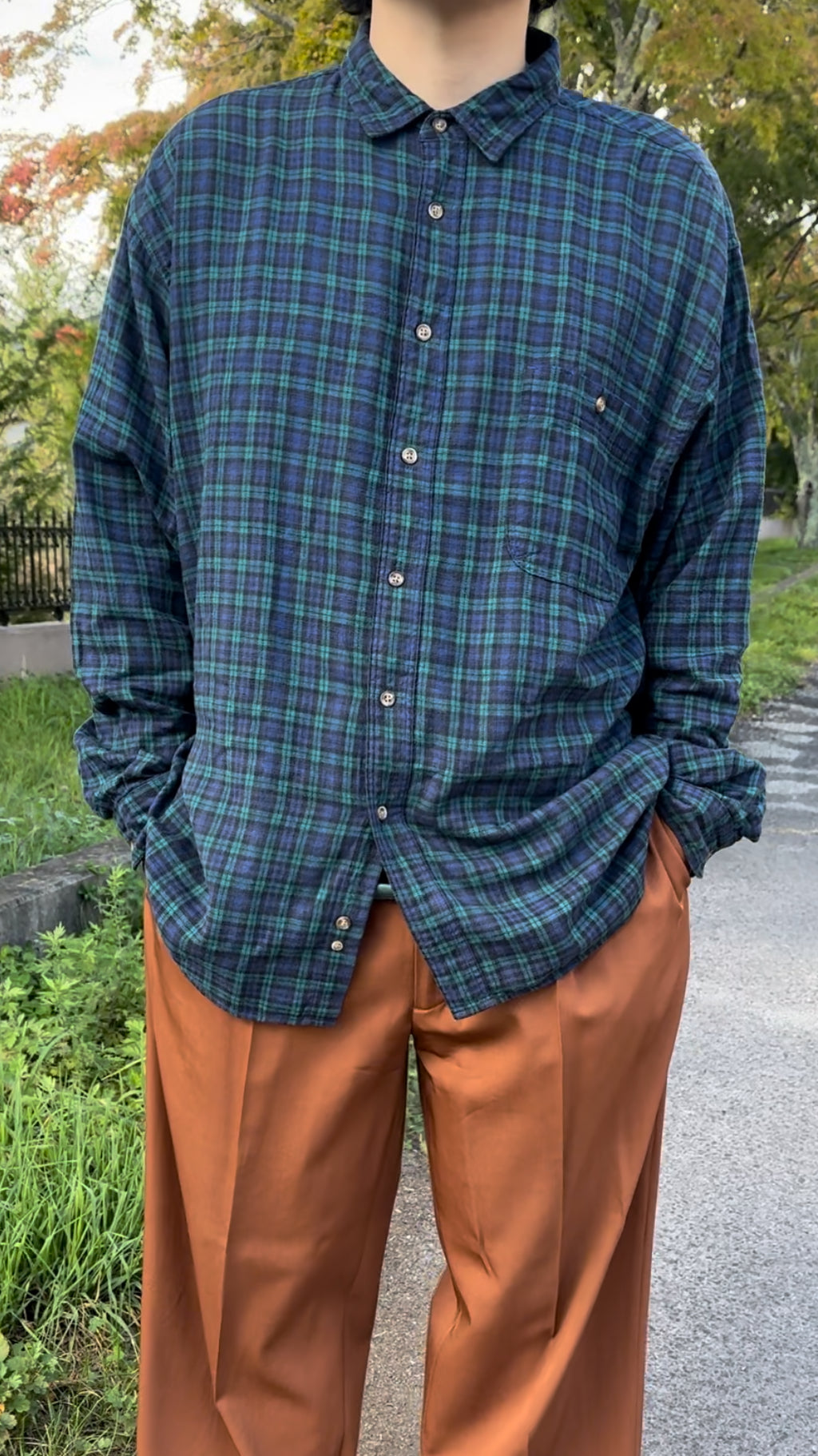 No.0301【Eddie Bauer】80s-90s tartan check flannel shirt