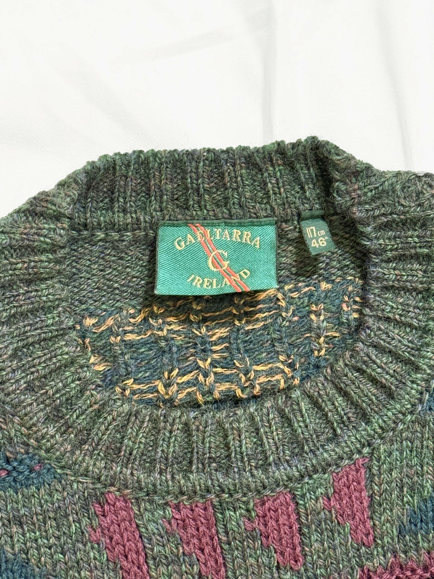 No.0701【Gaeltarra】Total pattern 100% wool knit sweater   Made in Ireland